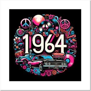 Vibrant 1964 Retro Nostalgic Year Design Posters and Art